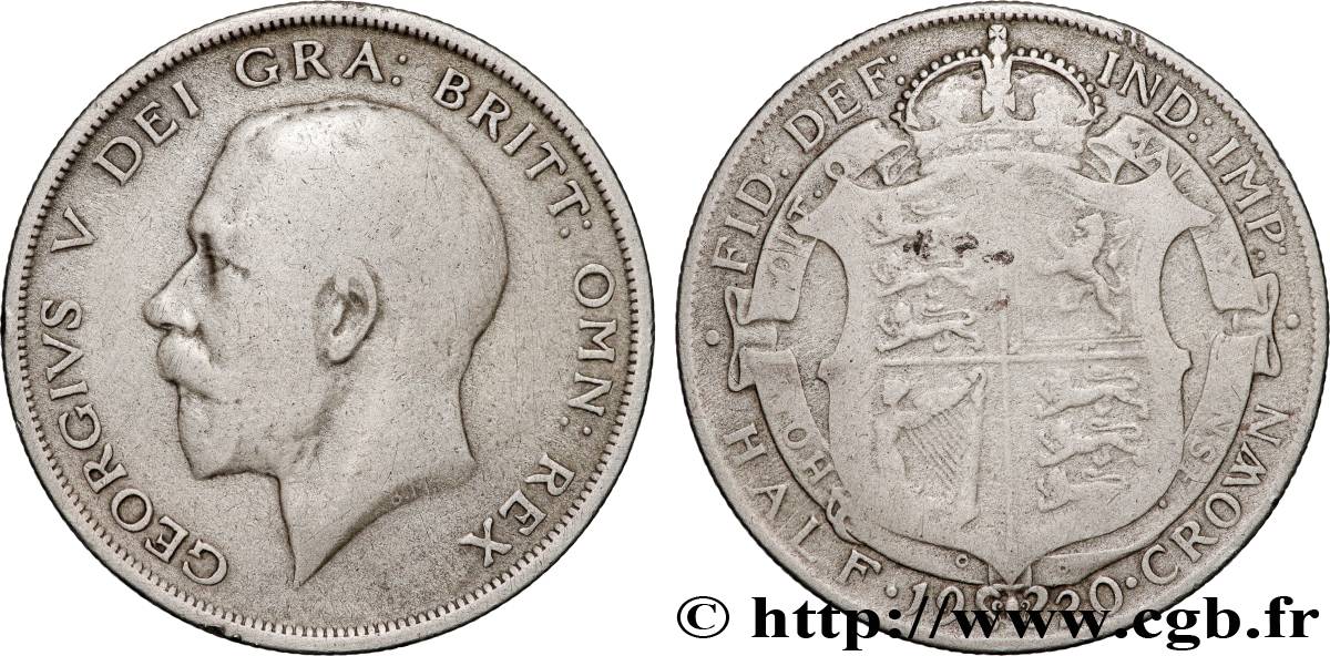 ROYAUME-UNI 1/2 Crown Georges V 1920 Londres TB
