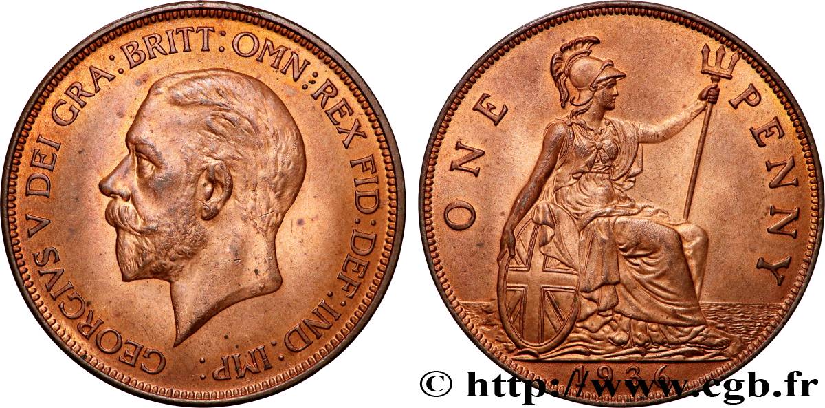 ROYAUME-UNI 1 Penny Georges V 1936  SUP