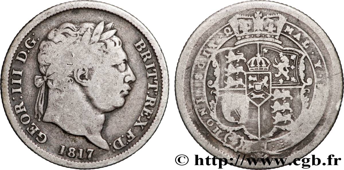 UNITED KINGDOM 1 Shilling Georges III 1817 VF