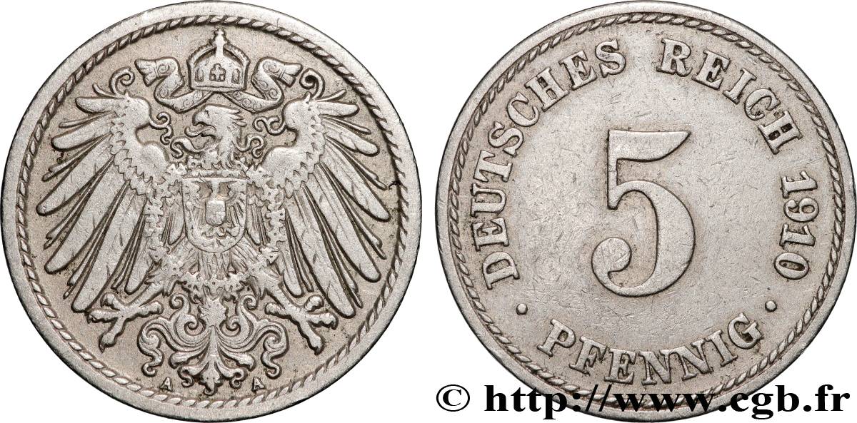 DEUTSCHLAND 5 Pfennig 1910 Berlin SS