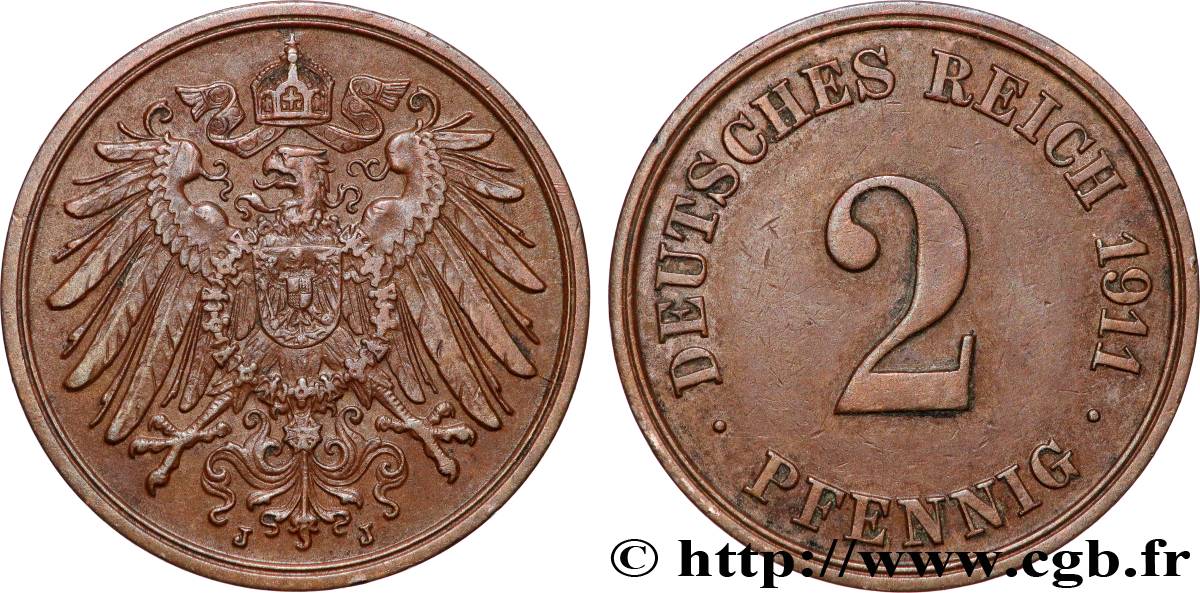 ALEMANIA 2 Pfennig 1911 Hambourg MBC+