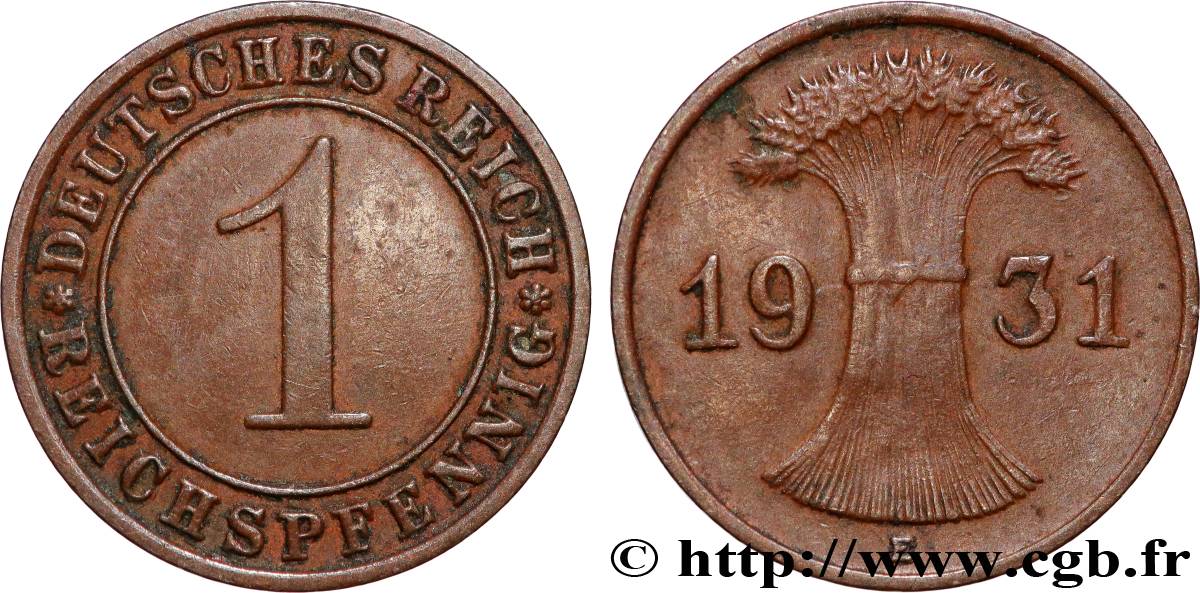 DEUTSCHLAND 1 Reichspfennig 1931 Muldenhütten SS