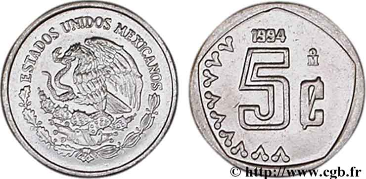 MEXIQUE 5 Centavos 1994 Mexico SPL 