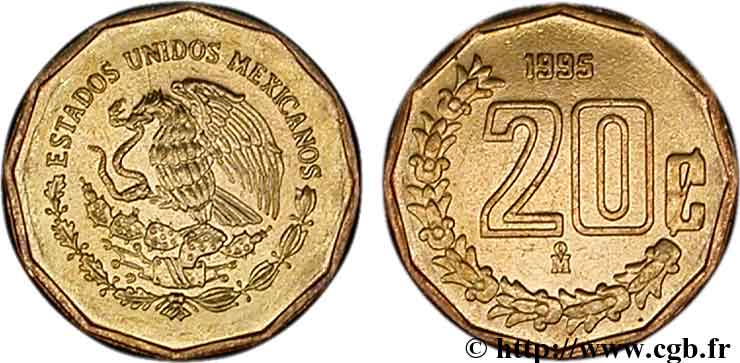 MEXIQUE 20 Centavos 1995 Mexico SPL 