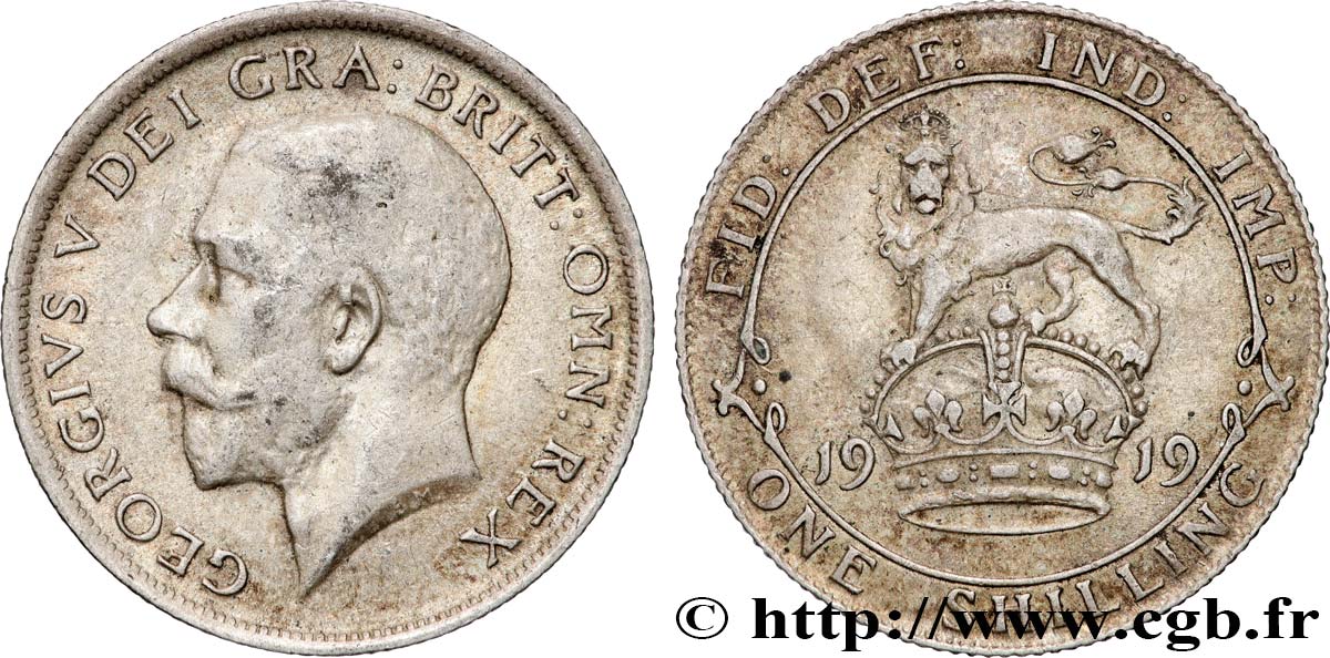 ROYAUME-UNI 1 Shilling Georges V 1919 TTB