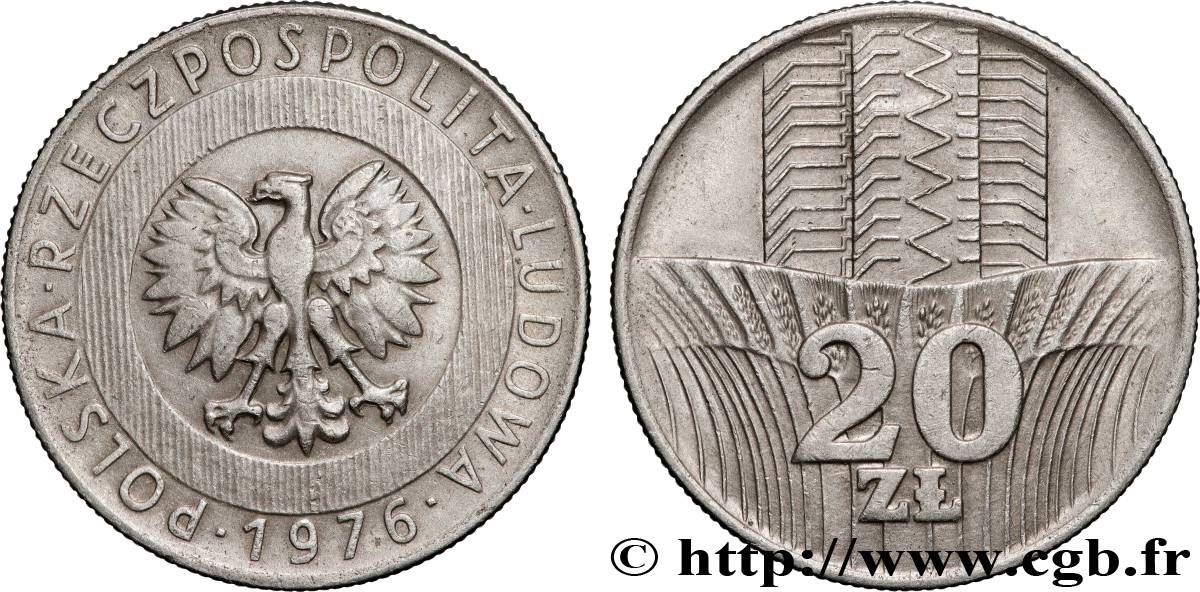 POLONIA 20 Zlotych aigle 1976 Varsovie SPL