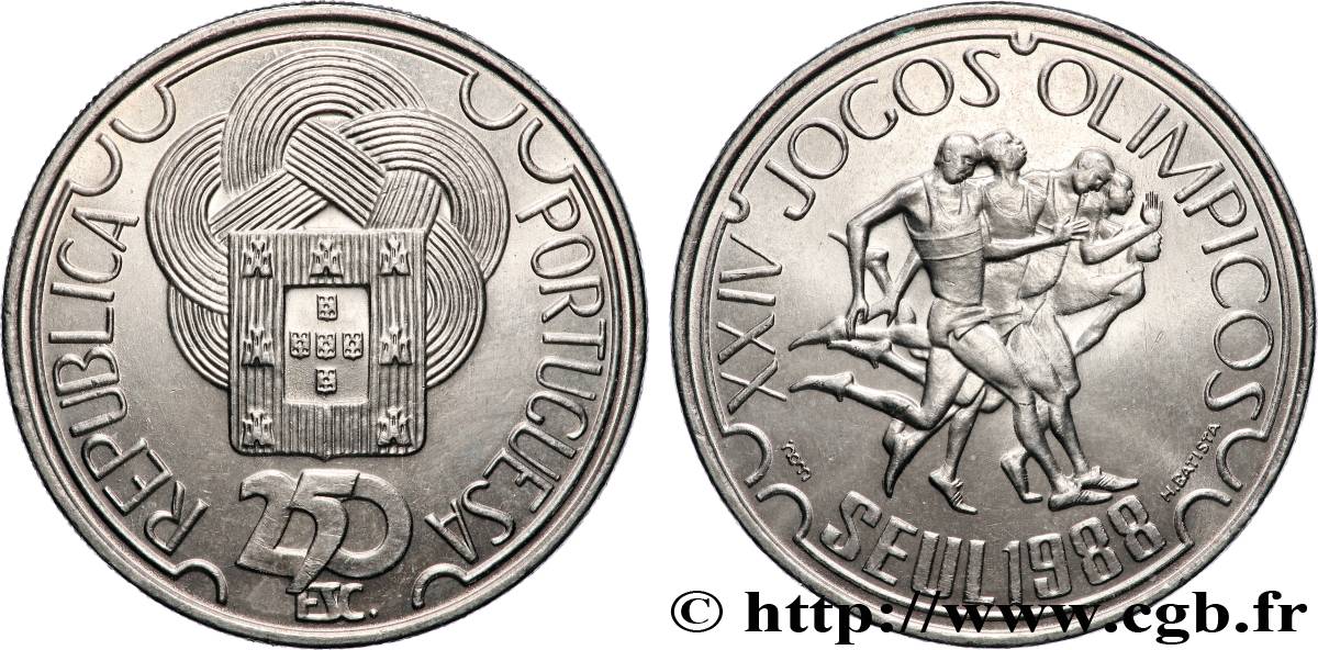 PORTUGAL 250 Escudos J.O de Séoul, coureurs 1988 SPL