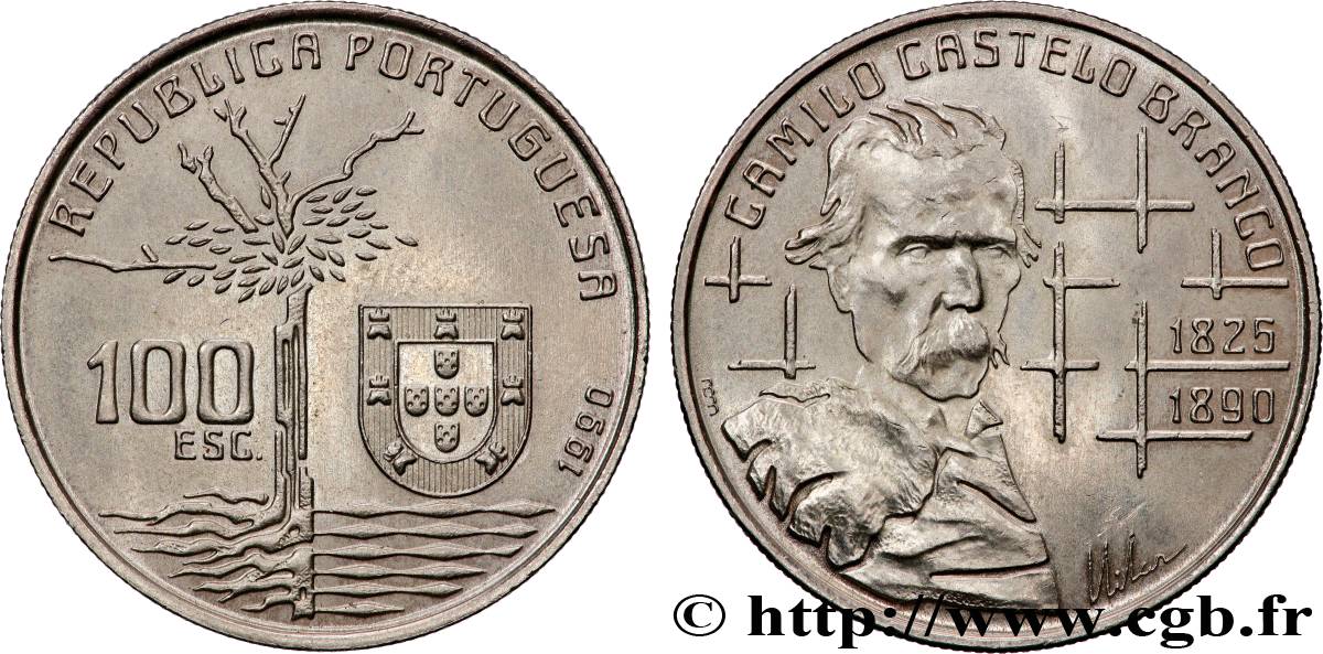 PORTUGAL 100 Escudos centenaire de la mort de l’écrivain Camilo Castelo Branco 1990 AU