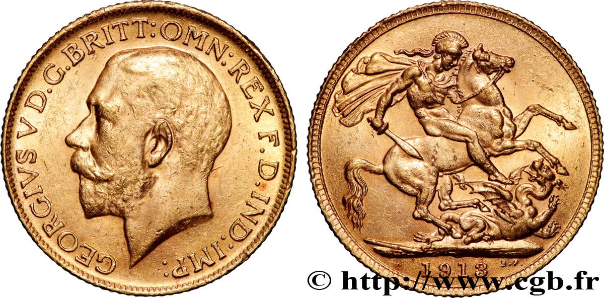 ORO, PALADIO Y PLATINO INVERSIÓN 1 Souverain Georges V 1913 Londres EBC