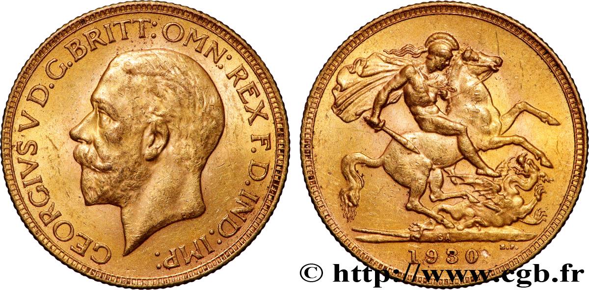 OR, PALLADIUM ET PLATINE INVESTISSEMENT 1 Souverain Georges V 1930 Afrique du Sud TTB+