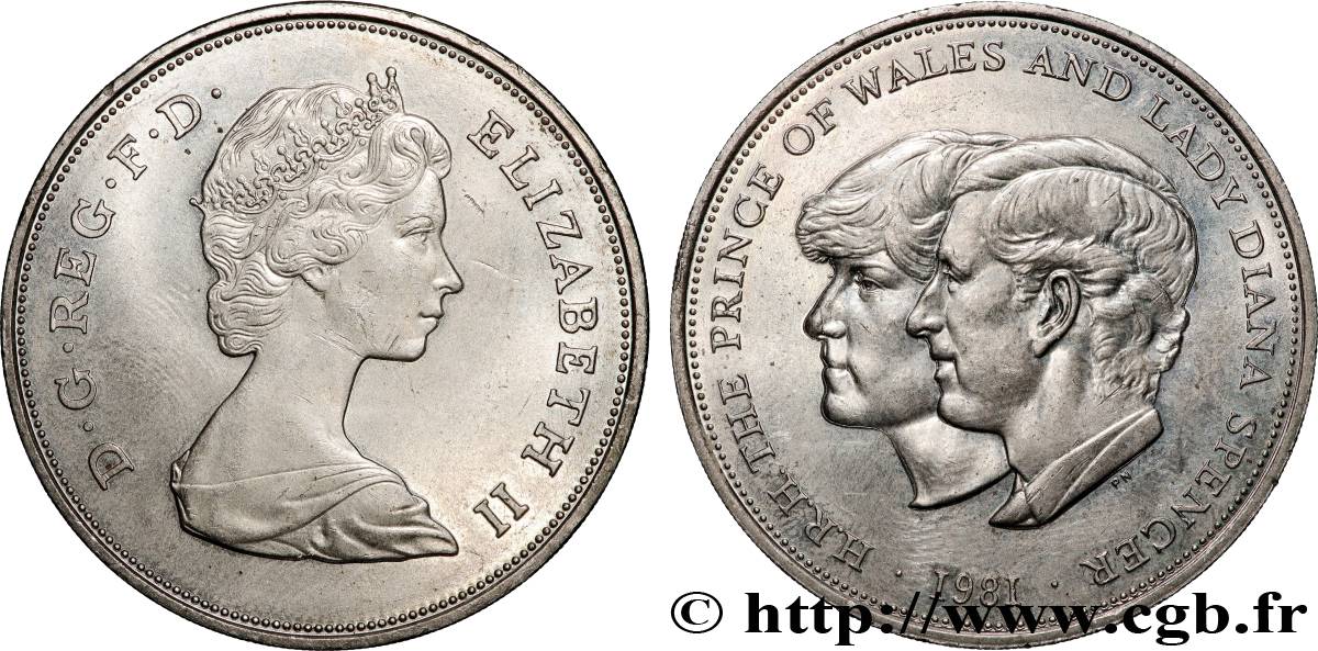 UNITED KINGDOM 25 New Pence (1 Crown) mariage du Prince de Galles et de Lady Diana Spencer 1981 AU