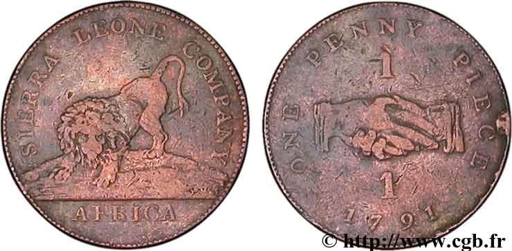 SIERRA LEONE 1 Penny Sierra Leone Company 1791  TB 