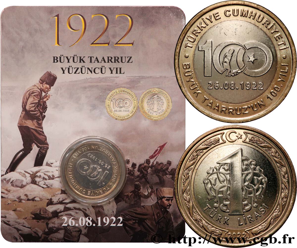 TURQUIE 1 Lira 100e anniversaire de la grande offensive 2022 Istanbul FDC