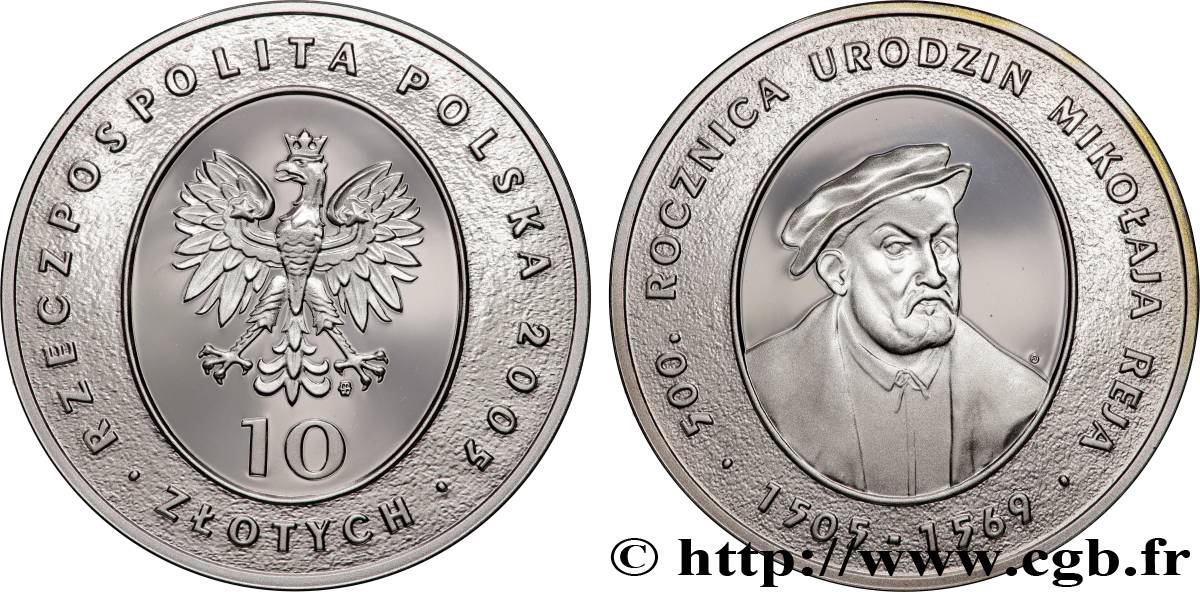 POLOGNE 10 Zlotych Mikolaj Rej 2005  SPL