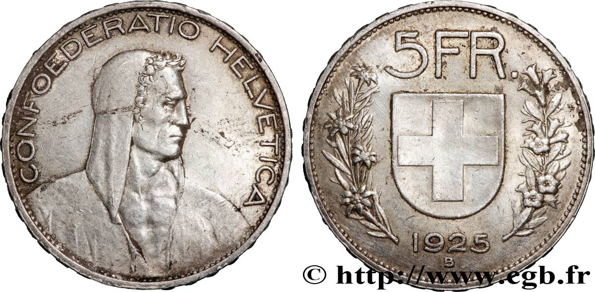 SUISSE 5 Francs berger 1925 Berne TTB