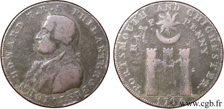 ROYAUME-UNI (TOKENS) 1/2 Penny Porthmouth (Hampshire) John Howard 1794  B 