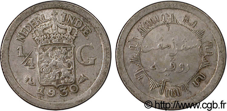 INDES NEERLANDAISES 1/4 Gulden 1930 Utrecht TTB 