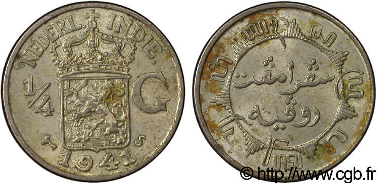 INDES NEERLANDAISES 1/4 Gulden 1941 San Francisco - S TTB 