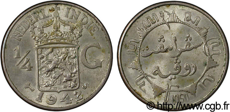 INDES NEERLANDAISES 1/4 Gulden 1942 San Francisco - S SUP 