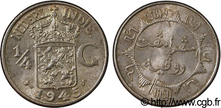 INDES NEERLANDAISES 1/4 Gulden 1945 San Francisco - S SPL 