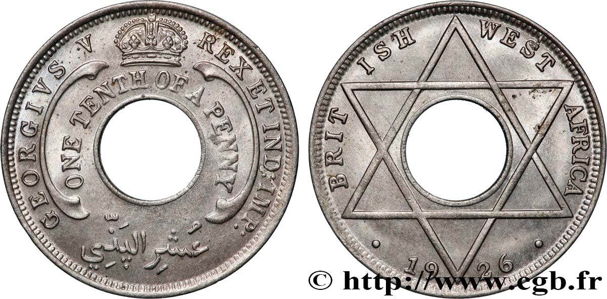 AFRIQUE OCCIDENTALE BRITANNIQUE 1/10 Penny Georges V 1926 Londres SPL