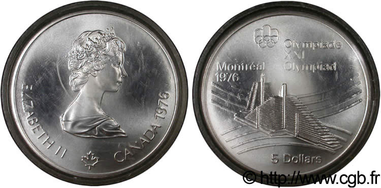 CANADA 5 Dollars Proof JO Montréal 1976 village olympique / Elisabeth II 1976  FDC 