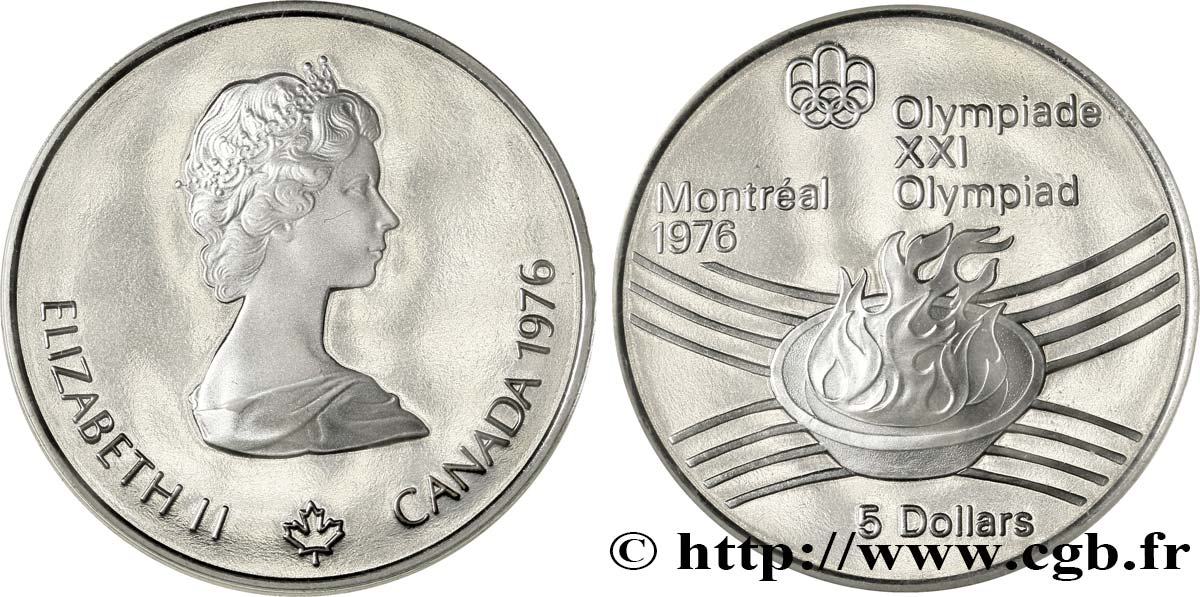 KANADA 5 Dollars Proof JO Montréal 1976 flamme olympique 1976  ST 