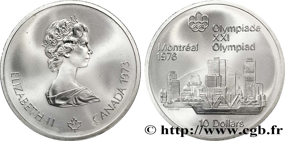 CANADA 10 Dollars JO Montréal 1976 “skyline” de Montréal 1973  MS 