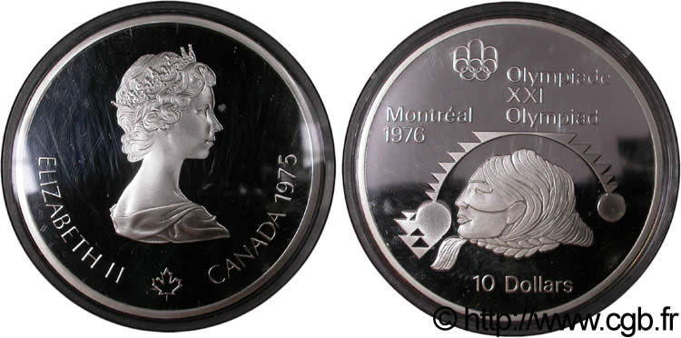 CANADA 10 Dollars Proof JO Montréal 1976 lancer de poids femmes / Elisabeth II 1975  FDC 