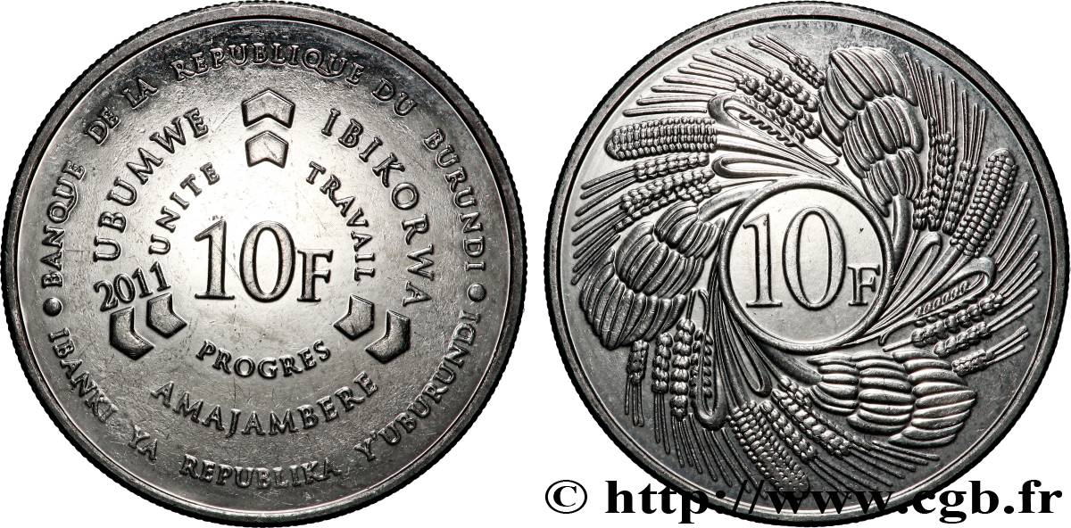 BURUNDI 10 Francs 2011 VZ