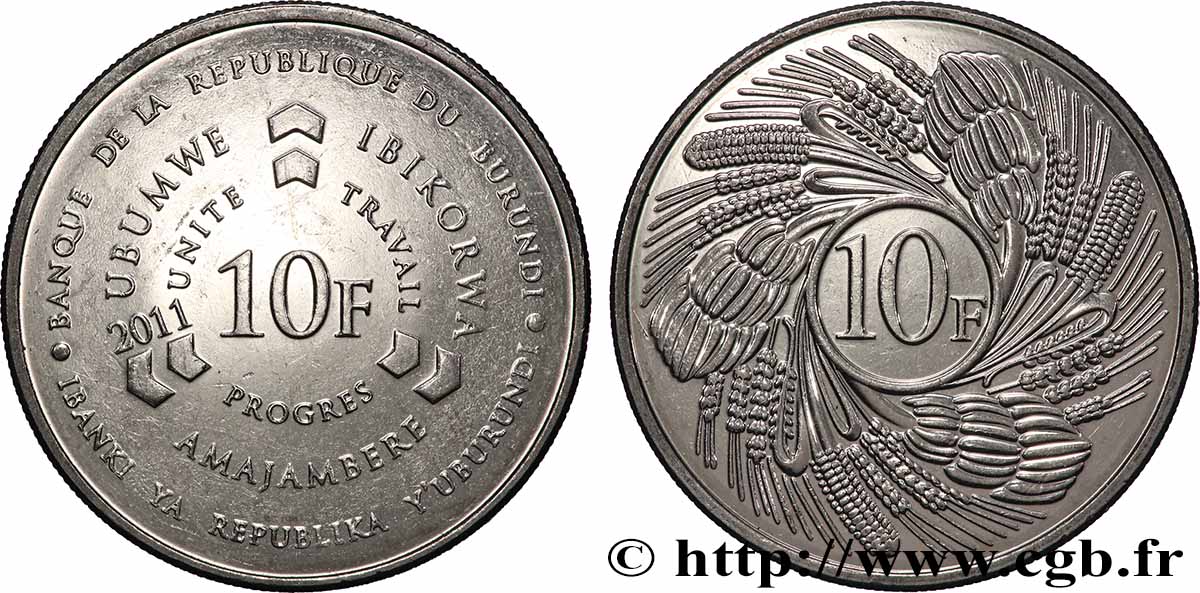 BURUNDI 10 Francs 2011 VZ