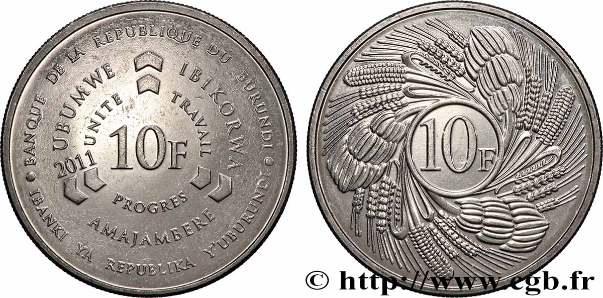BURUNDI 10 Francs 2011 VZ