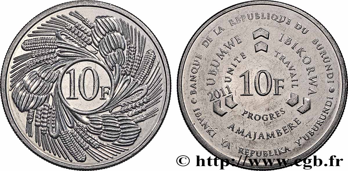 BURUNDI 10 Francs 2011 AU