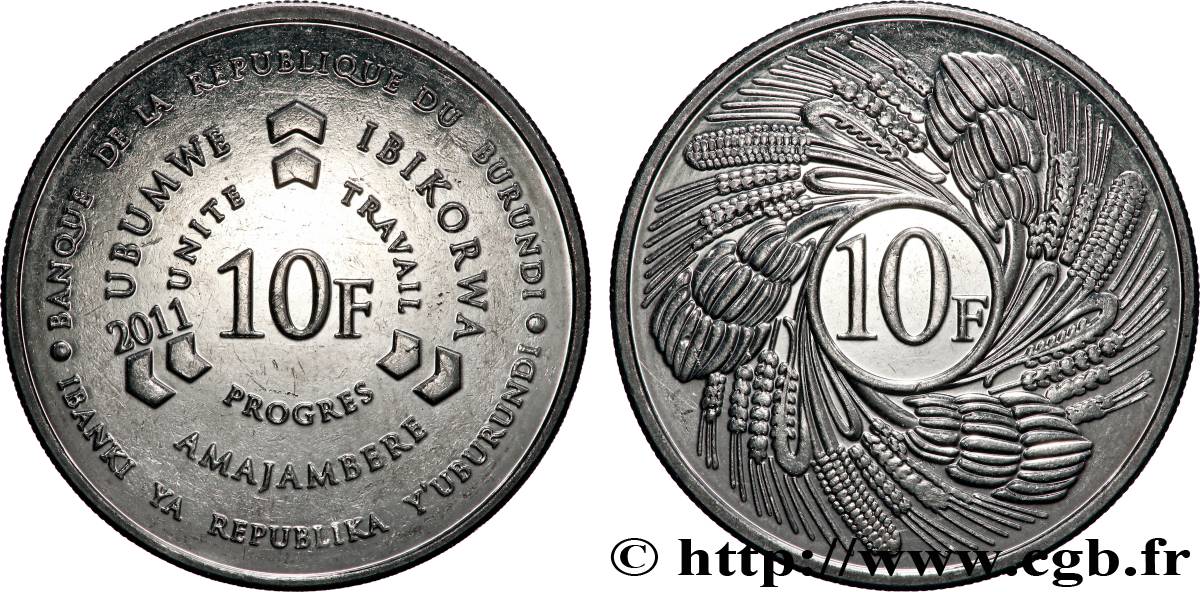 BURUNDI 10 Francs 2011 AU