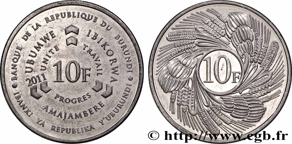 BURUNDI 10 Francs 2011 VZ