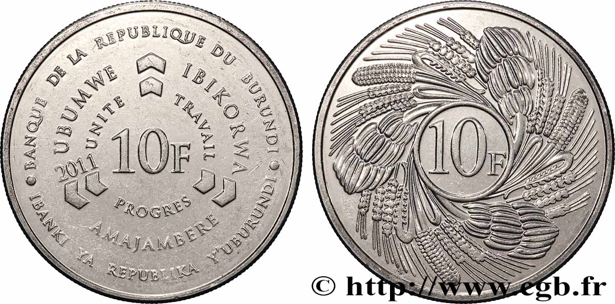 BURUNDI 10 Francs 2011 AU