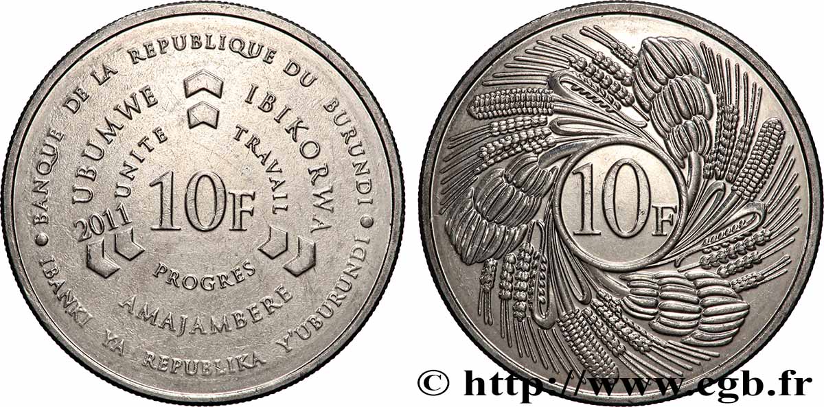 BURUNDI 10 Francs 2011 VZ