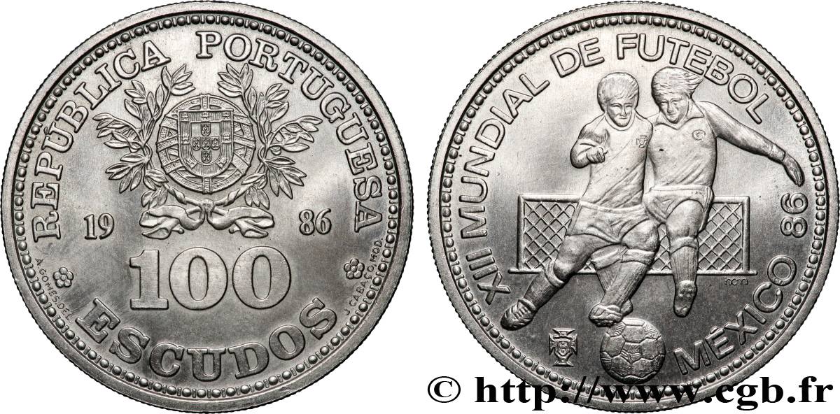PORTOGALLO 100 Escudos XIIIe Mondial de Football 1986 Lisbonne SPL