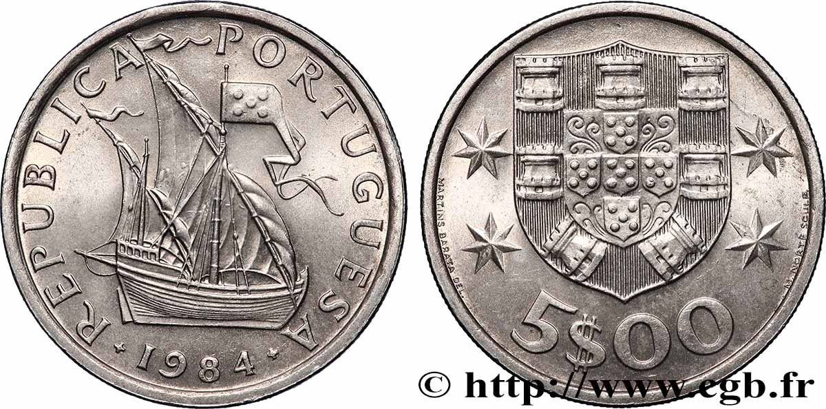 PORTUGAL 5 Escudos 1984 Lisbonne MS