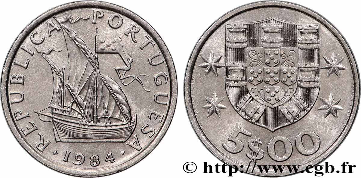 PORTUGAL 5 Escudos 1984 Lisbonne MS