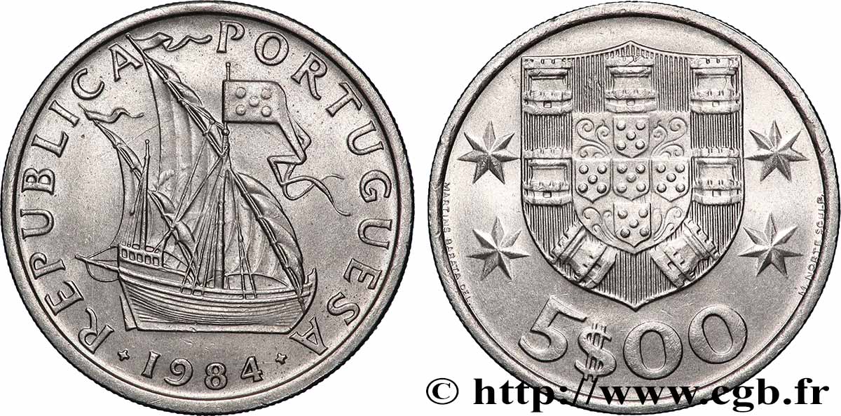 PORTUGAL 5 Escudos 1984 Lisbonne fST