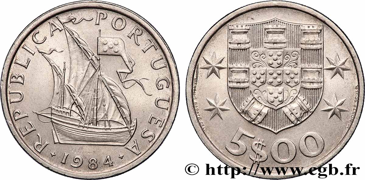 PORTUGAL 5 Escudos 1984 Lisbonne SPL