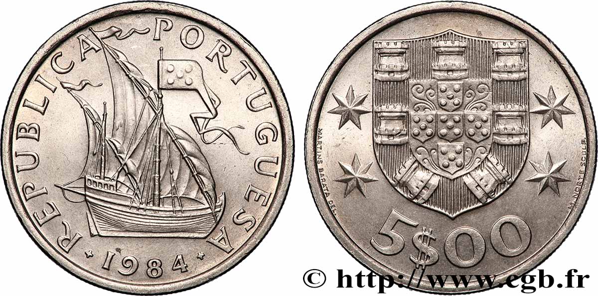 PORTUGAL 5 Escudos 1984 Lisbonne SUP