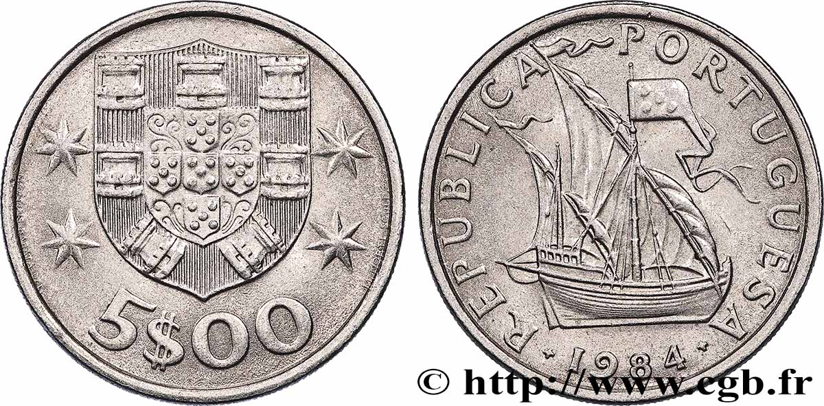 PORTUGAL 5 Escudos 1984 Lisbonne SUP