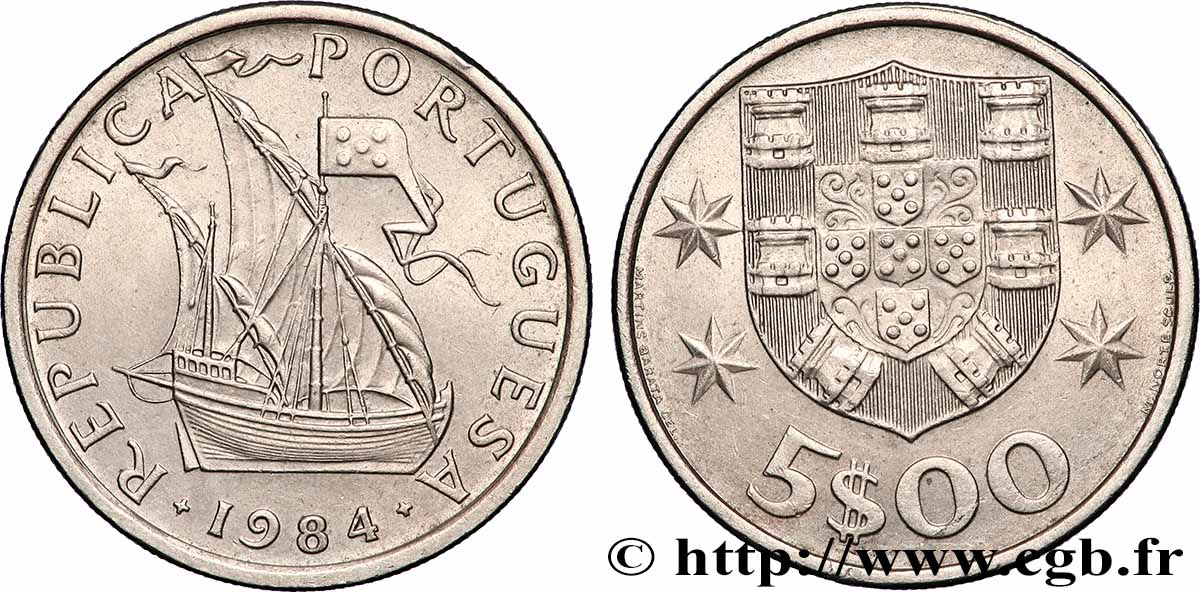 PORTUGAL 5 Escudos 1984 Lisbonne AU