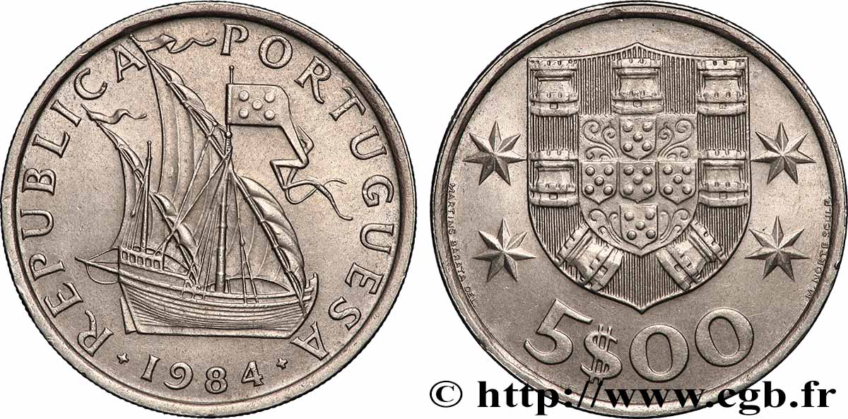 PORTUGAL 5 Escudos 1984 Lisbonne AU
