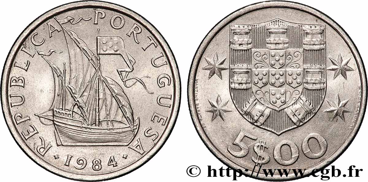 PORTOGALLO 5 Escudos 1984 Lisbonne SPL