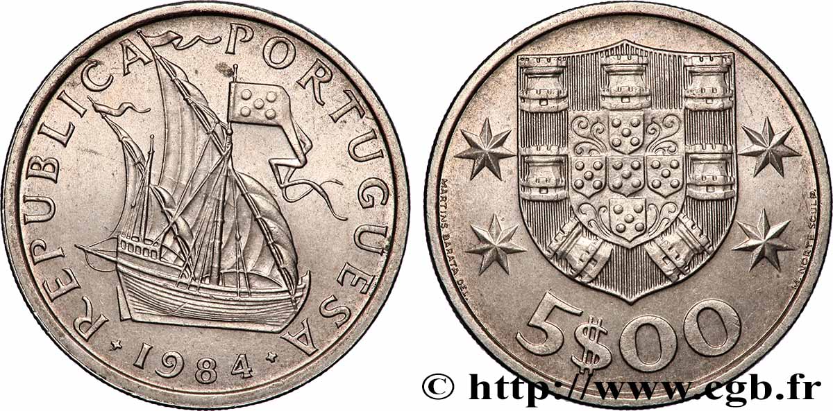 PORTUGAL 5 Escudos 1984 Lisbonne AU