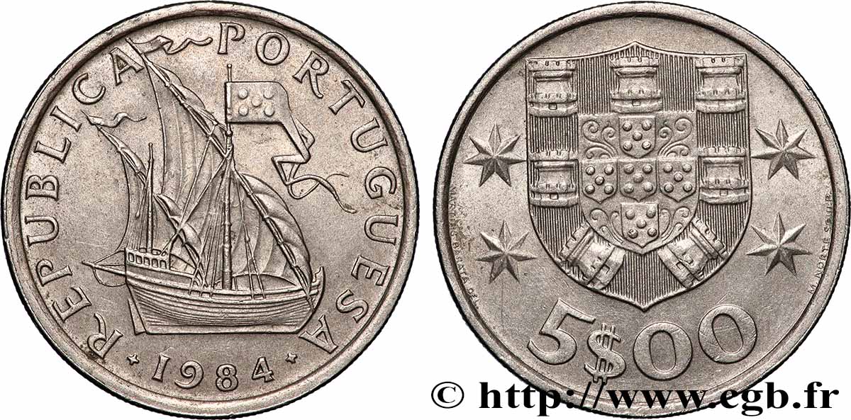 PORTUGAL 5 Escudos 1984 Lisbonne VZ