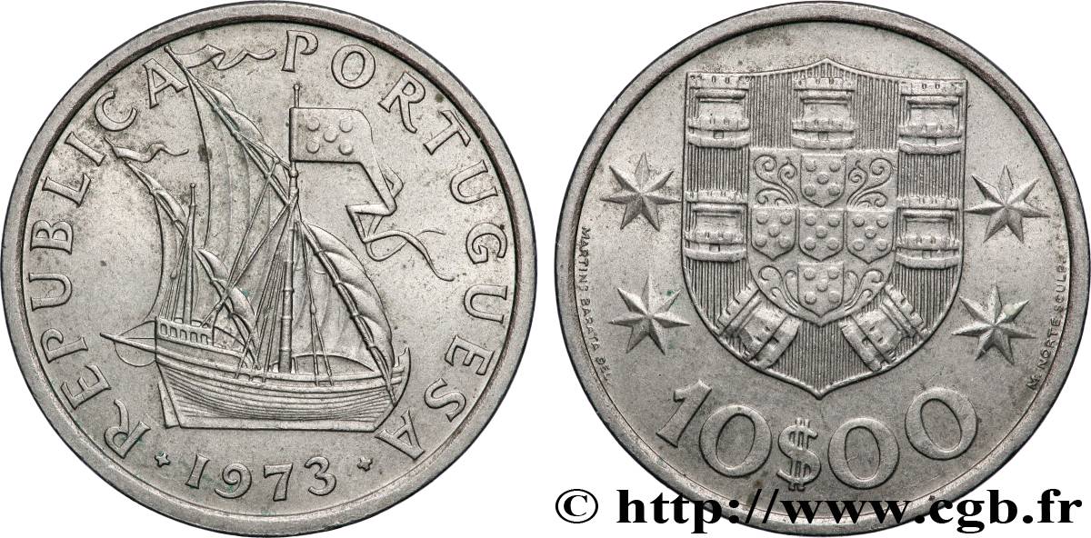 PORTUGAL 10 Escudos voilier 1973 Lisbonne AU